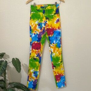 Swank A Posh Rainbow Emotion Tie Dye Pants Jeans Women's Size Large